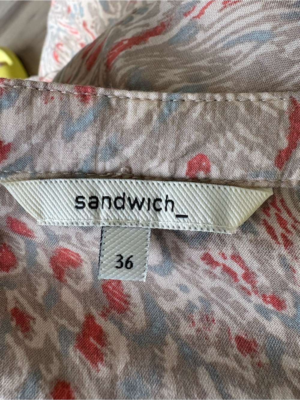 Button-Front Midi Dress with Tie Waist in Pink and Gray Print - Picture 2 of 6